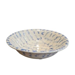 Vintage Rustic Farmhouse Style Blue Splatter Spongeware/Stoneware Serving Bowl